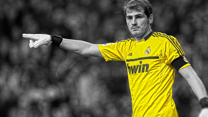 Iker Casillas, maillot jaune adidas bwin, sport, 1920x1080, football, football, gardien de but, real madrid, casker iker, Fond d'écran HD