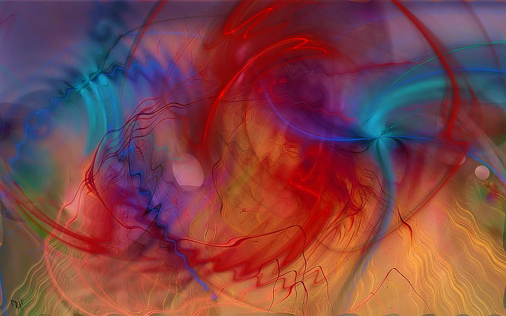 Warna HD, ilustrasi abstrak merah kuning dan biru, abstrak, warna, Wallpaper HD