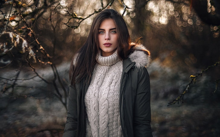 women, model, winter, women outdoors, outdoors, sweater, Marlen Valderrama Alvaréz, HD wallpaper