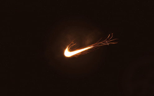 Logo, Nike, słynna marka sportowa, ciemne tło, iskry, logo nike, logo, nike, znana marka sportowa, ciemne tło, iskry, Tapety HD HD wallpaper