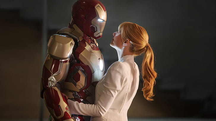 Iron Man 3 Tony Stark intimate with Pepper Potts, with, iron, tony, stark, intimate, pepper, potts, movies, HD wallpaper