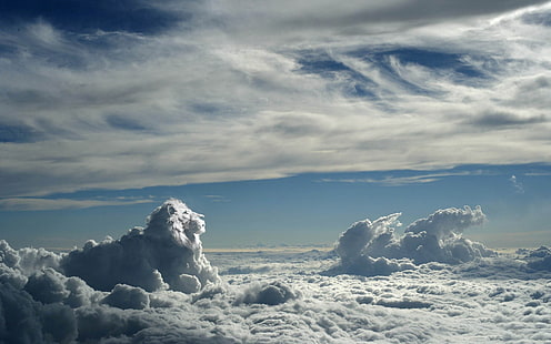 blauer himmel, digitale kunst, tiere, löwe, wolken, himmel, horizont, grafik, HD-Hintergrundbild HD wallpaper