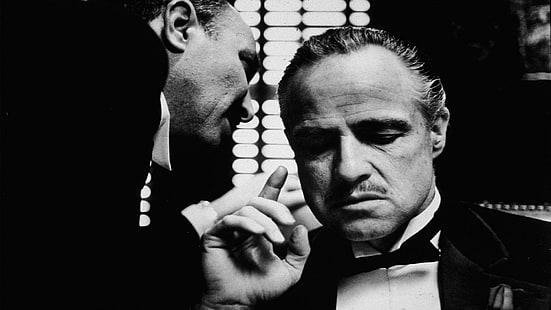 filmy, Vito Corleone, Ojciec chrzestny, Marlon Brando, monochromatyczny, Tapety HD HD wallpaper