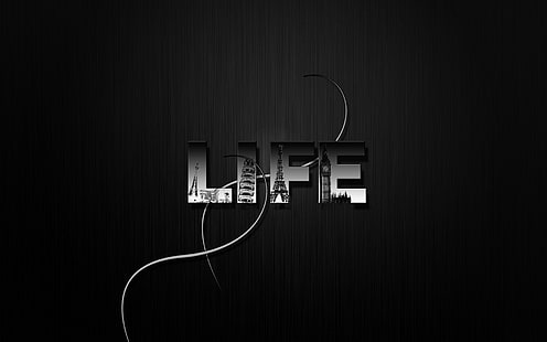 Черно-белая жизнь, фон, темнота, буквы жизни, HD обои HD wallpaper