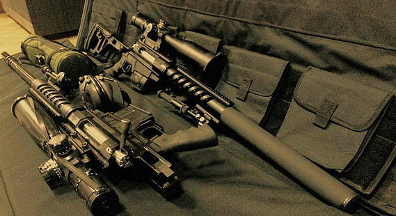 schwarz-grauer Compoundbogen, LobaevArms, Scharfschützengewehr, HD-Hintergrundbild HD wallpaper