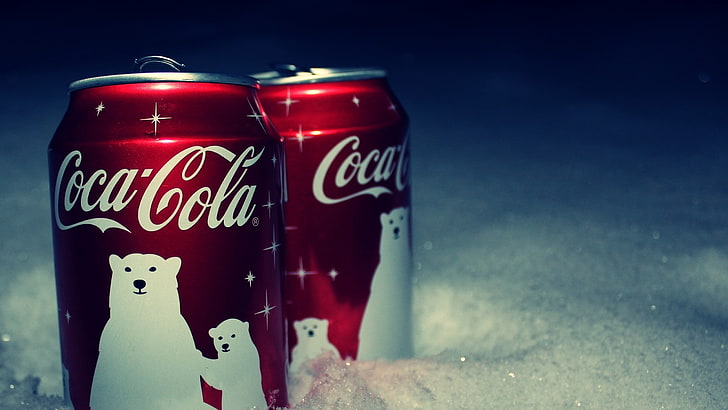 zwei rote Coca-Cola-Getränkedosen, Coca-Cola, Dose, Logo, HD-Hintergrundbild