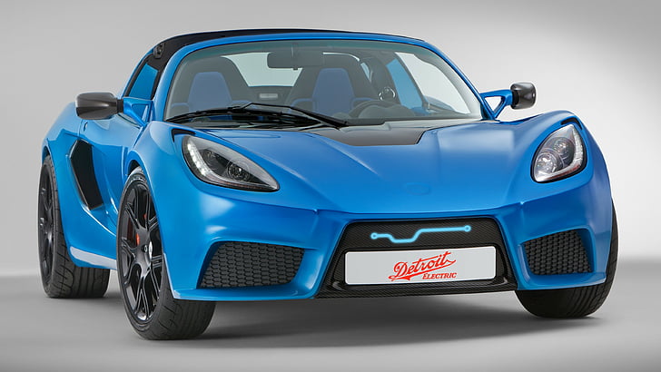 mobil sport biru, Detroit Electric SP01, Mobil Listrik tercepat, mobil sport, mobil listrik, biru, Wallpaper HD