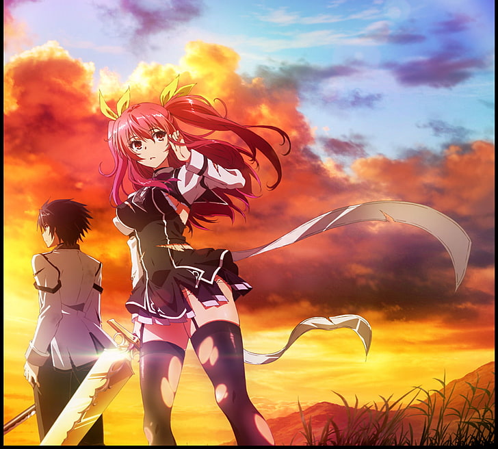 pinkhaarige Mädchen Anime Charakter illustraiton, Anime, Ritterlichkeit eines gescheiterten Ritters, Ikki Kurogane, Stella Vermillion, HD-Hintergrundbild
