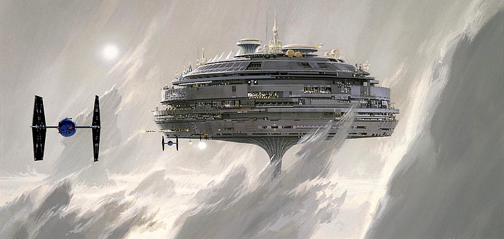 grey space ship wallpaper, Star Wars, artwork, concept art, cloud city, science fiction, Bespin, futuristic, HD wallpaper