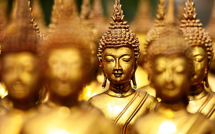 التماثيل النحاسية لبوذا اللورد ، تماثيل بوذا الهندوسية البنية ، الله ، الرب بوذا ، بوذا ، تمثال ، سيد، خلفية HD