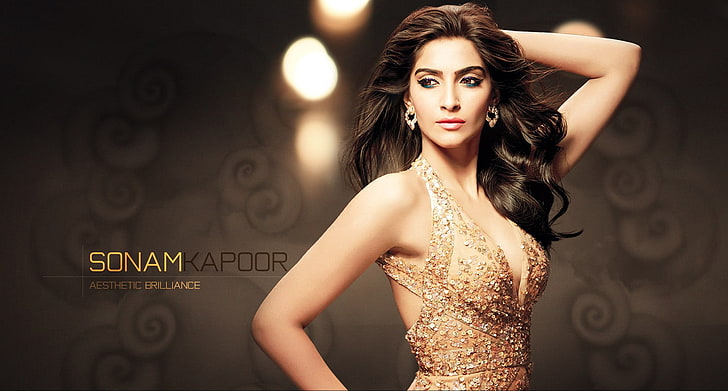 Sonam Kapoor advertisement, celebrity, hands on head, Bollywood, brunette, Sonam Kapoor, HD wallpaper