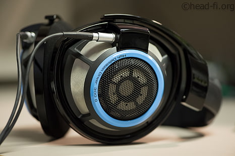 słuchawki przewodowe czarno-niebieskie, Sennheiser, słuchawki, muzyka, Sennheiser HD 800 S, Tapety HD HD wallpaper