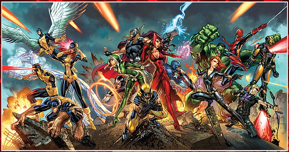 Wolverine, Thor, Captain America, Black Widow, Iron Man, Hawkeye, Hulk, Spider-Man, X-Men, Rogue, wolverine, thor, captain america, black widow, iron man, hawkeye, hulk, spider-man, rogue, HD wallpaper HD wallpaper