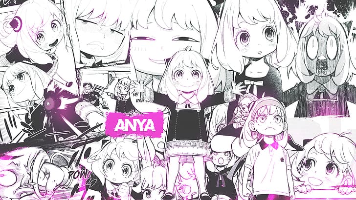 manga, colagem, anime girls, Anya Folger, Spy x Family, HD papel de parede