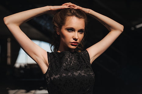 kvinnor, modell, Christina Vostruhina, porträtt, armhålor, brunett, HD tapet HD wallpaper
