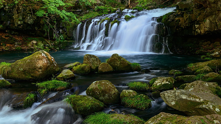 naturaleza, agua, piedras, cascada, Fondo de pantalla HD