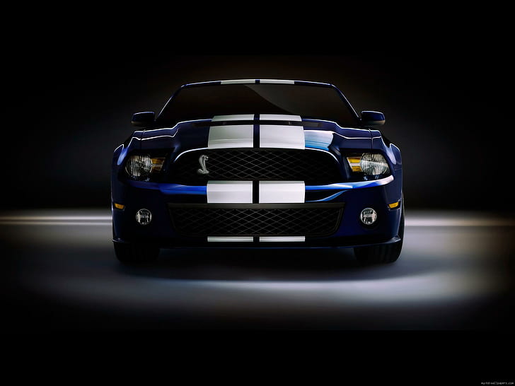 Blue and White Mustang Shelby, black blue and white luxury car, car, mustang, shelby, HD wallpaper