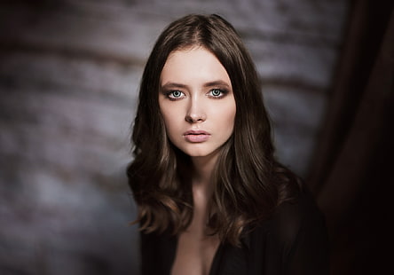 Disha Shemetova, grüne Augen, Porträt, rosa Lippenstift, Maxim Maximov, Gesicht, HD-Hintergrundbild HD wallpaper