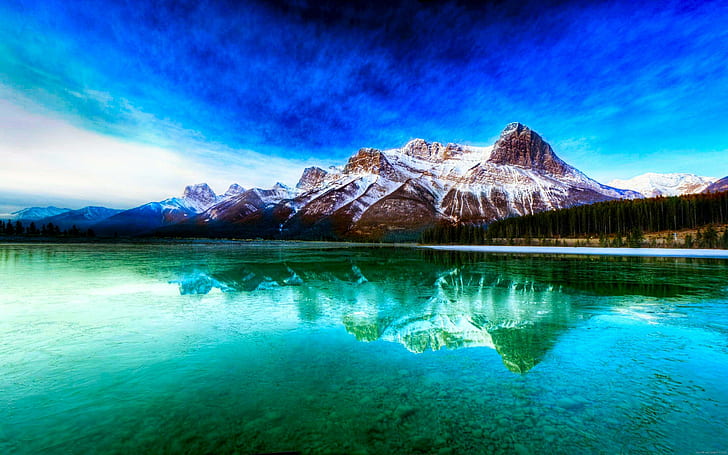 Moutain reflect on a lake, mountain ranges and body of water, moutain, nature, landscape, lake, water, HD wallpaper