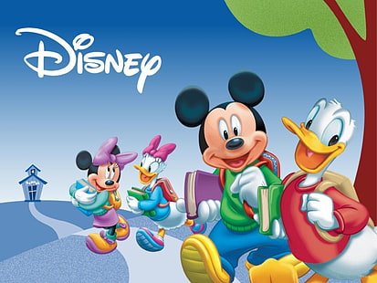 Papier peint Micky et canard, Disney Mickey Mouse, Donald Duck, Daffy Duck et Minnie Mouse, dessins animés, Fond d'écran HD HD wallpaper