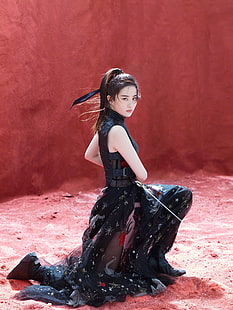 Кристал Лиу, жени, актриса, брюнетка, тъмна коса, китайски, азиатски, меч, джиан, HD тапет HD wallpaper