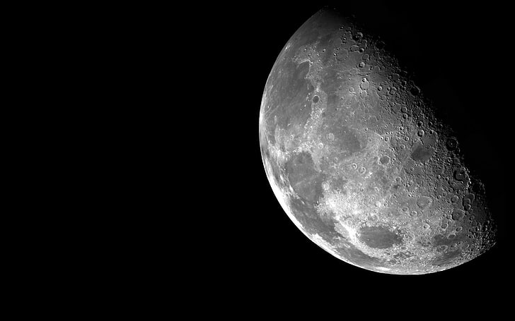 Moon, space, dark, crater, NASA, eclipse, HD wallpaper