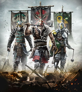 carta da parati digitale tre cavalieri, For Honor, Ubisoft, Sfondo HD HD wallpaper