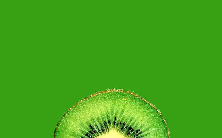 녹색 슬라이스 키위, 키위 (과일), 과일, 녹색 배경, HD 배경 화면