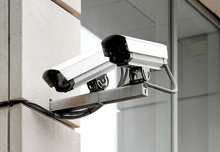 due telecamere di sicurezza grigie, telecamera, sorveglianza, vapore, sicurezza, video, Sfondo HD HD wallpaper