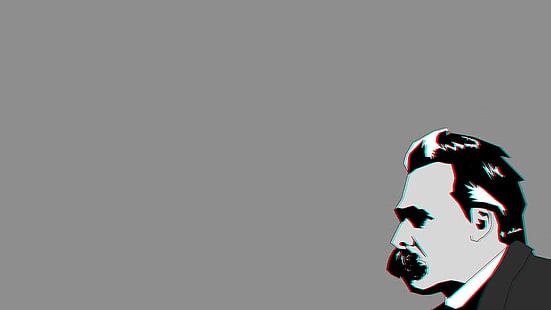 Aberration chromatique, Friedrich Nietzsche, Philosophes, Arrière-plan simple, Fond d'écran HD HD wallpaper