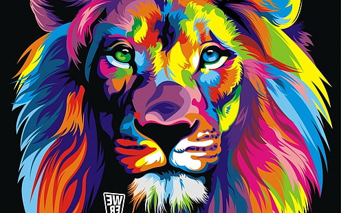 lion colorful abstract, HD wallpaper HD wallpaper