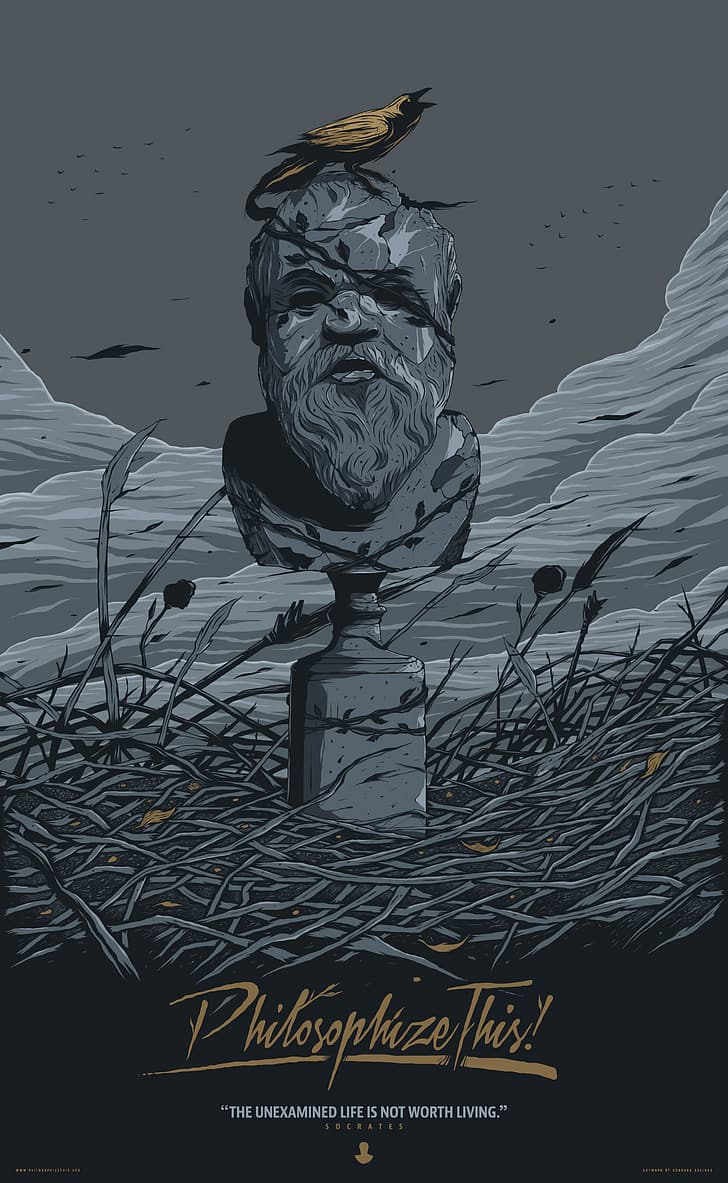 Socrates, raven, philosophy, HD wallpaper