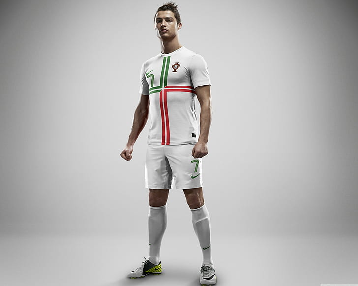 Cristiano Ronaldo, Real Madrid, Arms, Standing, Look, men's white red and green soccer jersey, cristiano ronaldo, real madrid, arms, standing, look, HD wallpaper