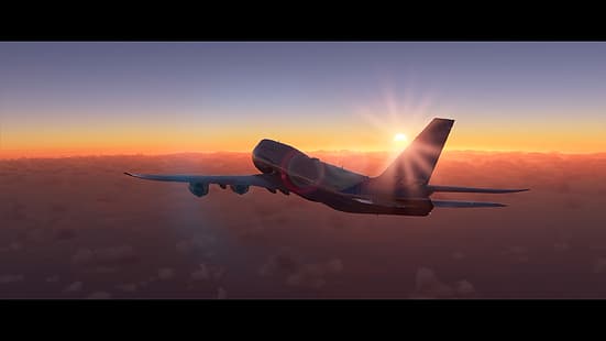 ボーイング747、Microsoft Flight Simulator、 HDデスクトップの壁紙 HD wallpaper