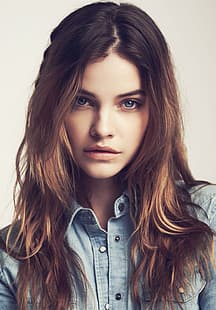  Barbara Palvin, model, women, face, blue shirt, HD wallpaper HD wallpaper