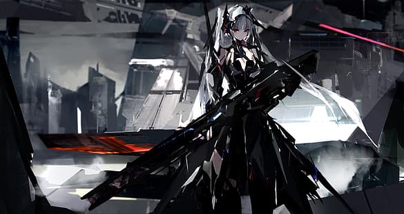 cell (artista), anime girls, fantascienza, Girl With Weapon, Sfondo HD HD wallpaper