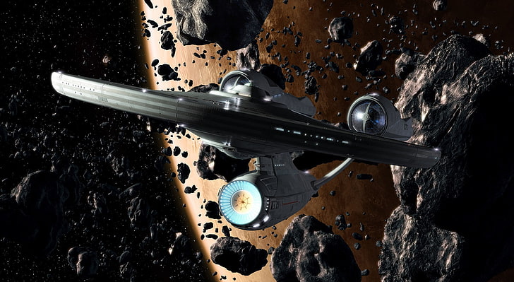 Стар Трек Энтерпрайз, черный космический корабль, Космос, Стартрек, Энтерпрайз, HD обои
