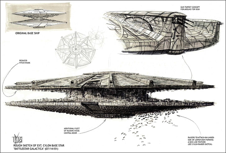 Battlestar Galactica концептуално изкуство cylon basestar 3504x2375 Aircraft Concepts HD Art, концептуално изкуство, Battlestar Galactica, HD тапет