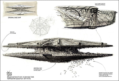 Battlestar Galactica концепт-арт цилиндр basestar 3504x2375 Самолеты Концепции HD Art, концепт-арт, Battlestar Galactica, HD обои HD wallpaper