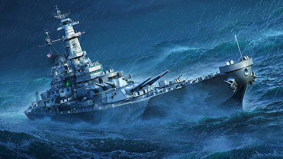 Storm, Missouri, World of Warships, Battleship, HD tapet HD wallpaper