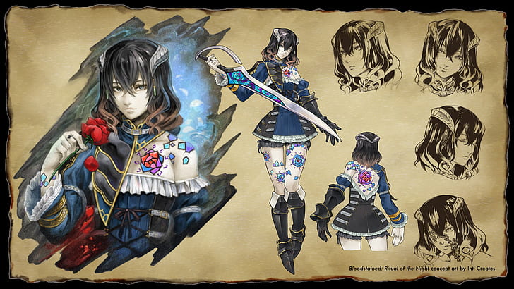 video games, Bloodstained: Ritual of the Night, fantasy art, parchment, Miriam (Bloodstained), stained glass, HD wallpaper