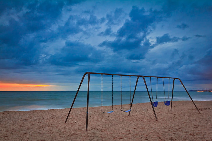التصوير الفوتوغرافي ، الشاطئ ، البحر ، الغيوم، خلفية HD