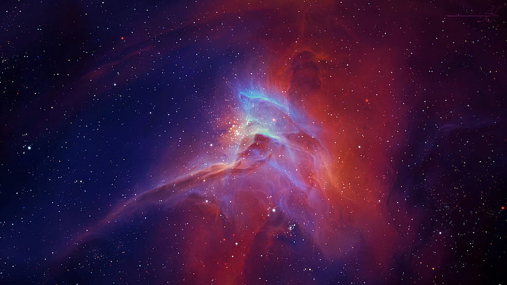 blue and red graphic wallpaper, star, nebula, glow, HD wallpaper