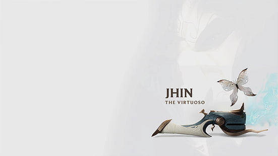 Tapeta Jhin LOL, The Virtuoso, sztuka cyfrowa, motyl, grafika, League of Legends, Jhin, Tapety HD HD wallpaper