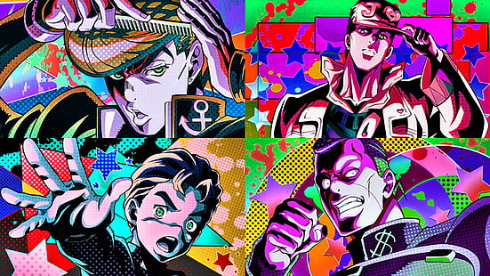 Anime, Jojos bizarres Abenteuer, Josuke Higashikata, Jotaro Kujo, Koichi Hirose, Okuyasu Nijimura, HD-Hintergrundbild HD wallpaper