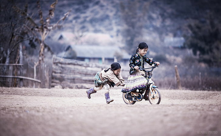 alam, sepeda, anak-anak, Wallpaper HD