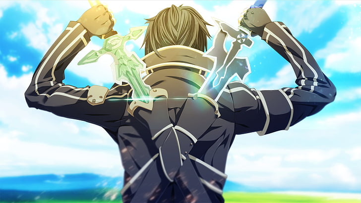Illustration de Kirito, Sword Art Online, Kirigaya Kazuto, épée, garçons d'anime, Fond d'écran HD
