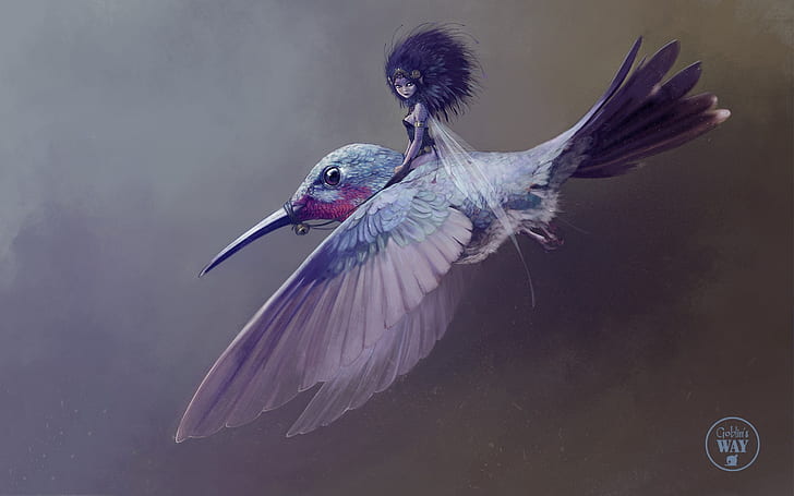 Fantasi, Peri, Terbang, Burung Kolibri, Wallpaper HD