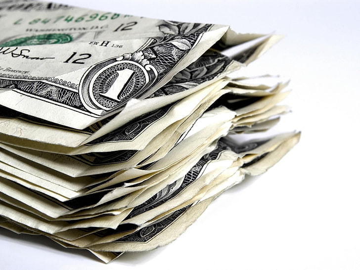 1 ABD doları banknot demeti, faturaları, dolar, kazık, buruşuk, para, HD masaüstü duvar kağıdı