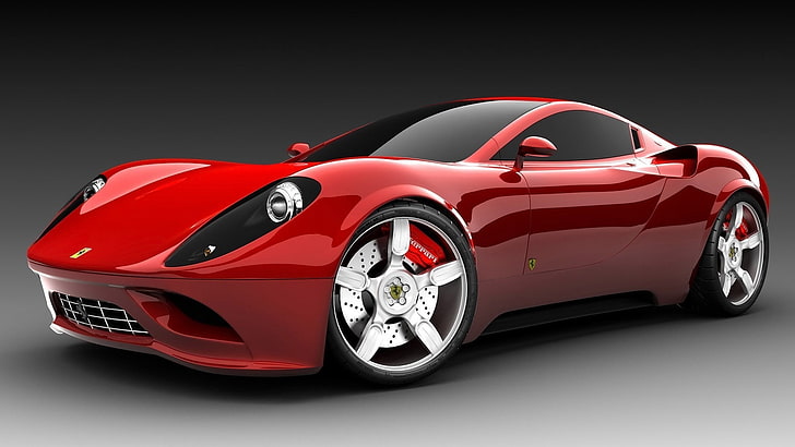 bingkai tempat tidur mobil merah dan hitam, mobil, mobil merah, Ferrari, kendaraan, Wallpaper HD